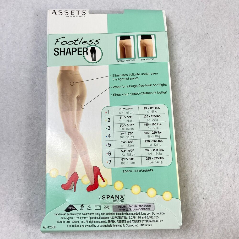 SPANX Assets by Sara Blakely Footless Shaper Tights Pantyhose‎ Nude Brown Size 6 - Picture 4 of 7